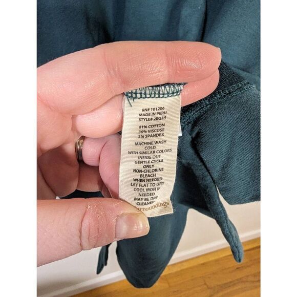 Soft Surroundings Dark Teal V-Neck Hi-Lo Long Sleeve Pullover Sweater - Size M - Picture 8 of 8